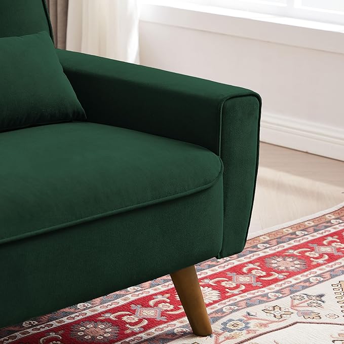 48.8 Small Loveseat Sofa Mid Century Modern Love Seat Couch with Back Cushions and Plastic Legs 2 Seater Couches for Living Room Bedroom Small Spaces Green