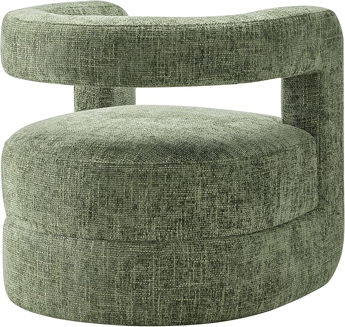 Modway Jaylin Chenille Accent Chair in Basil - Upholstered Comfy Club Chair - Modern Soft Barrel Chair - Round Leisure Accent Chair with Curved Back for Living Room Bedroom Home Office