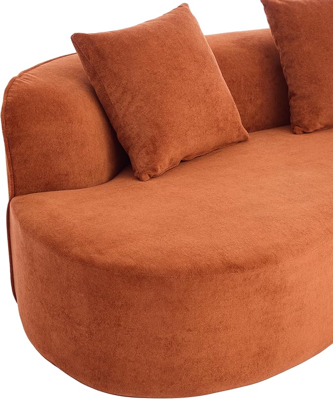 Christopher Knight Home Braebt 126 Modular Sofa with 4 Throw Pillows Curved 5-Seater Large Sofa Couches Comfy Upholstered Sectional Cloud Couch for Living Room No Assembly Required Dark Orange