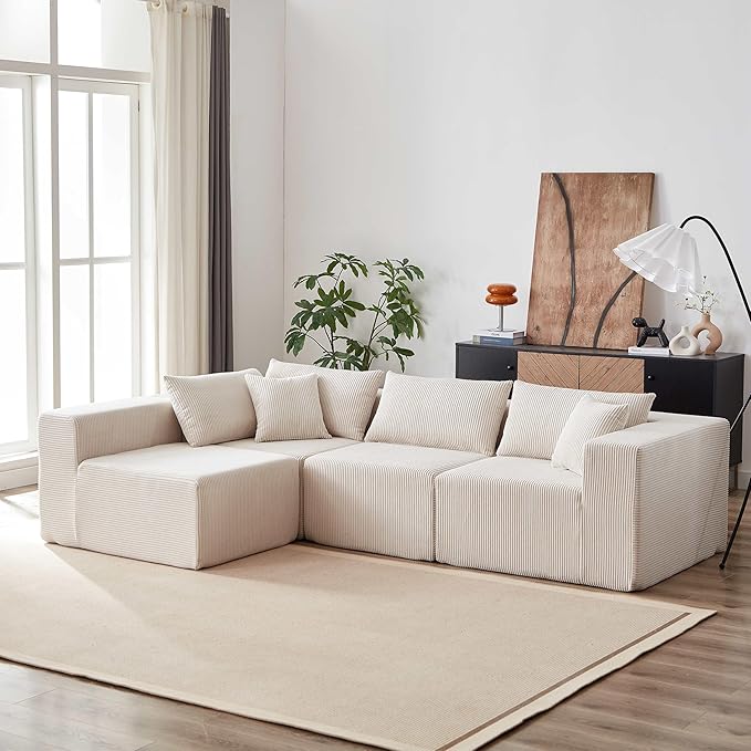104” Modular Cloud Sectional Couch with Chaise Tiktok Viral Cloud Compressed Foam couches in a Box L-Shape Sofa Bed Boneless Couch for Living Roomno Assembly RequiredBeige