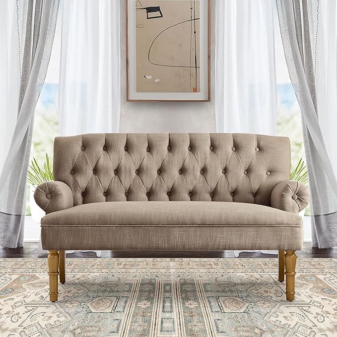 Rosevera Celino Loveseat Sofa for Living Room - Couch in a Box Linen Brown