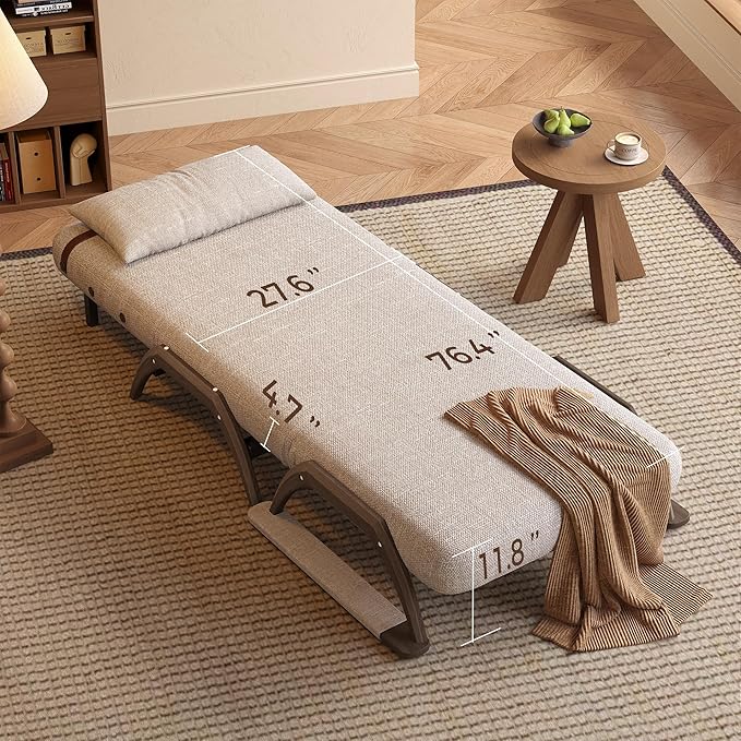 JASIWAY Convertible Sleeper Chair 3-in-1 Convertable Fold-Out Chair Bed for Adults Futon Sofa Sleeper That Turn into Beds for Small Spaces Adjustable Backrest Walnut(76.4 D X 33 W)