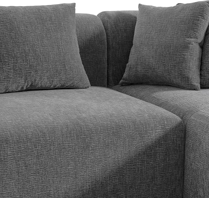 Mirod Stylish Corner Sofa for Living RoomVersatile Design for Relaxation and ConversationCurved Seat with Wide StitchingPerfect for Living Room Bedroom and Office (Grey#039)