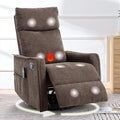 cinkehome Swivel Rocker Recliner Glider Rocker Recliner Chair for Nursery Manual Reclining Chair with Heated Massage Small Spaces Living Room Linen Brown