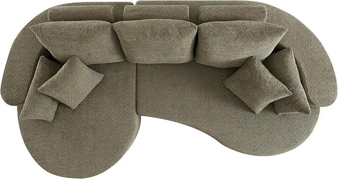 Christopher Knight Home Carden 106 Curved Modular Sectional Sofa Fabric Upholstered Comfy Sofa Couch with Chaise Lounge Modern Cloud Couch with Deep Seat No Assembly Required Olive Green