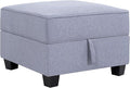 Naomi Home Square Ottoman Module for Modular Sectional Sofa Storage Ottoman Footrest and Square Seat Cube Linen Foot Stool - Gray