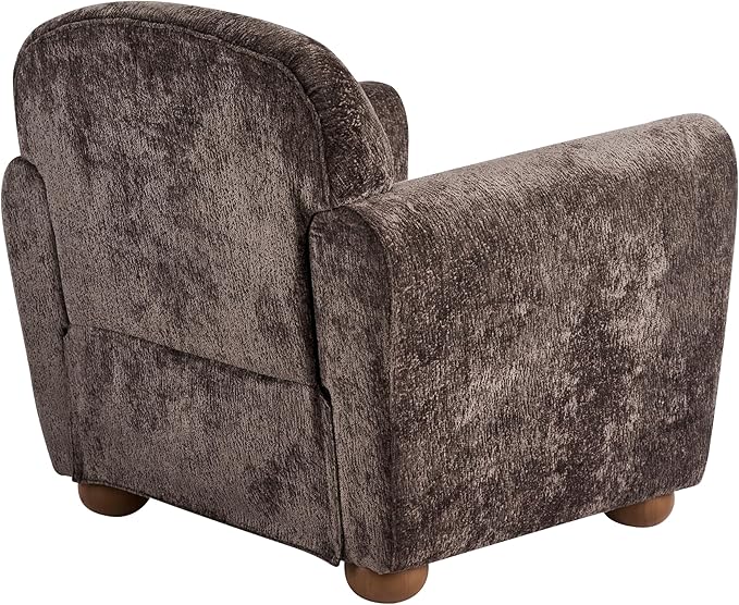Christopher Knight Home Peysz Modern Accent Chair Chenille Upholstered Armchair with Rounded Wooden Legs Comfortable Single Sofa Soft Cushion Seating Lounge Chair Indoor Dark Brown