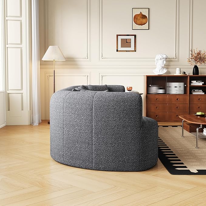 106.3” Curved Sectional Sofa Oversized Curved Couch for Living Room Mid Century Modern Chenille Fabric Sofas Foam Couch Modular Cloud Couches with Pillows No Assembly Grey