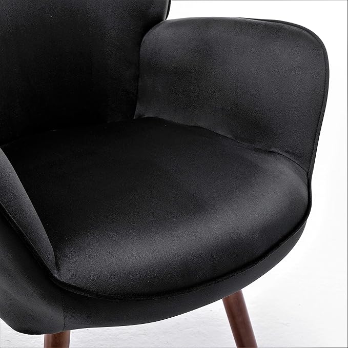 Chic Accent Arm Chairs for Living Room Bedroom or Home Office Button-Tufted Midcentury Armchair with Wingback Design and Splayed Legs Black