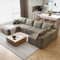 139.4 U Shaped Cloud Sectional Sofa for Living Room Plush Corduroy Cover Fluffy Memory Foam Cushions No Assembly Required Modular Chaise Lounge Oversized Comfortable Couches Set Camel