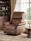 Manual Recliner Chair for Adults PU Leather Swivel Rocker Recliner with Padded Armrests Modern Upholstered Reclining Chair for Living Room or Nursery Orange