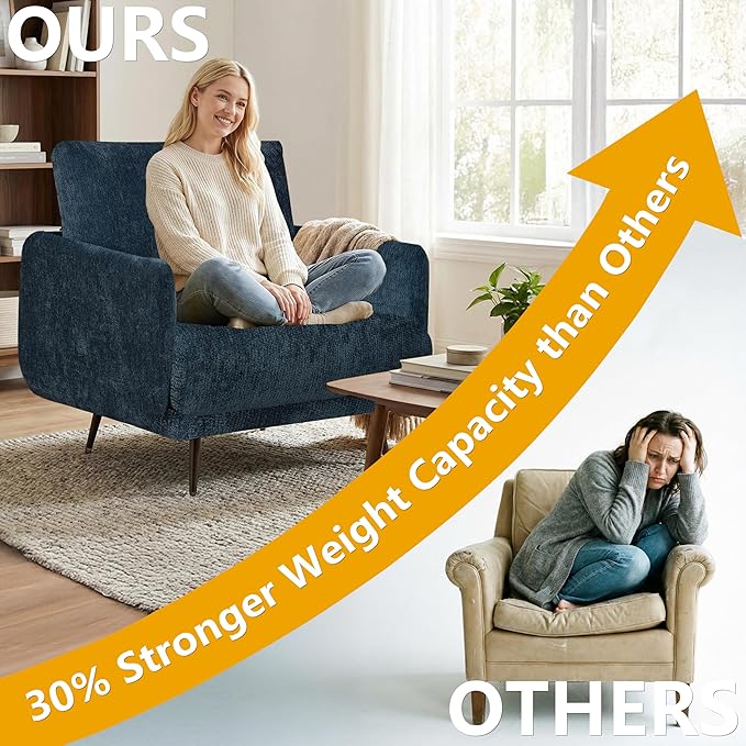 Oversized Accent Chair for Living Room Chairs Reading Arm Chair Comfy Modern Single Sofa Side Chairs with Metal Legs &amp Soft Cushion for Bedroom Waiting Room