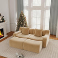 82.7 Inches Sectional Boneless Cloud Couch Super Soft Comfortable Curved Armrest Deep Seat Sofa with Pillow and Ottoman Sectional Small Couches for Small Spaces No Assembly Required