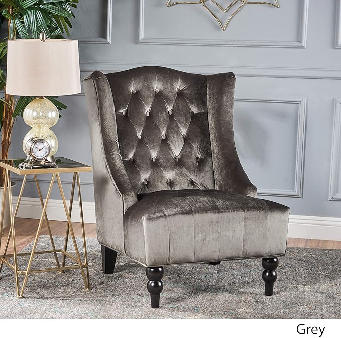 Christopher Knight Home Toddman High-Back Velvet Club Chair Grey