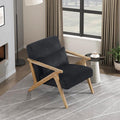 Lexicon Mid Century Modern Accent-Chair with Lumbar Pillow Brown Solid Wood Frame Comfy Corduroy Upholstered Lounge Arm Chair for Living Room/Bedroom/Office/Reading Nook Assembly Required Black