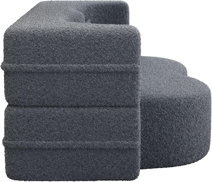 Floor Sofa Futon Cloud Couch Convertible Sofa Bed with 2 Pillows Teddy Fabric Foam-Filled Loveseat Sleeper Sofa Couches for Living Room 15 Full Size Folding Mattress No Assembly Required(Grey)
