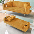 70 Beige Futon Couch Bed Sofa Comfortable Futon Loveseat with Cupholders &amp Arms Convertible Fouton Sofas with Adjustable Backrest &amp Pockets for Small Spaces Living Room Bedroom Dorm (Orange