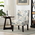 Roundhill Furniture Capa Print abric Armless Contemporary Accent Chair Blue Leaves