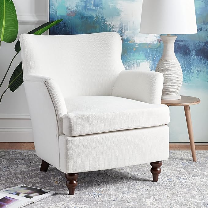 SAFAVIEH Home Collection Levin White/Walnut Accent Club Chair