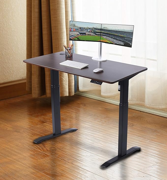 UNICOO Electric Height Adjustable Standing Desk Electric Standing Workstation Sit Stand Table Home Office Compter DeskGaming Table Whole-Piece Desktop 48 * 24 in (KT1001-MB)
