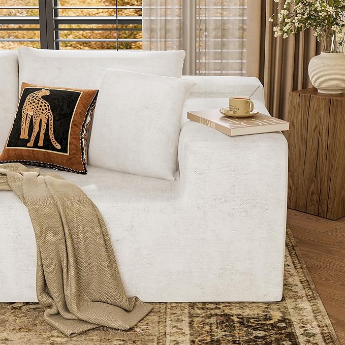 YESHOMY Boneless Couches for Living Room 108 Sectional Modular Sectional Sofa with Deep Seat Cloud Comfy Couch with L-Shape Chaise Easy Assembly (Chenille Pearl Cream)