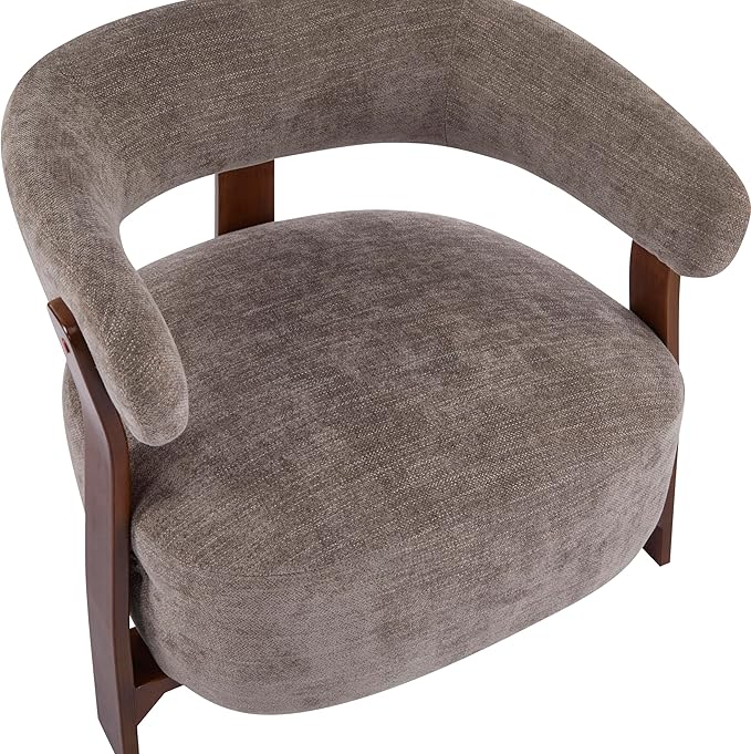Christopher Knight Home Kled Upholstered Lounge Chair Indoor with Wooden Frame Modern Accent Chair for Living Room Comfy Reading Armchair with 3 Legs Design Thick Cushions Brown + Walnut