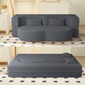 78 Convertible Sofa Bed 2-in-1 Folding Floor Couch with 2 Pillows Sleeper Sofa for Living Room and Bedroom No Assembly Required (Grey Teddy Fabric)