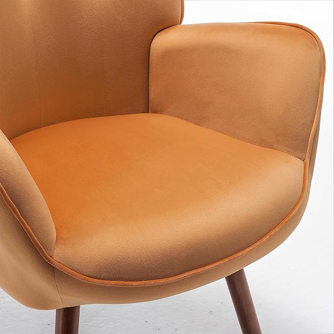 Chic Accent Arm Chairs for Living Room Bedroom or Home Office Button-Tufted Midcentury Armchair with Wingback Design and Splayed Legs Mustard Yellow