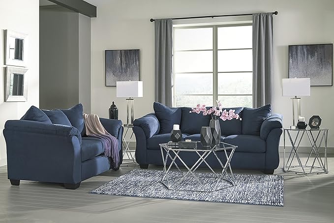 Signature Design by Ashley Darcy Casual Plush Sofa Dark Blue