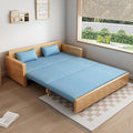 71 Blue Cushion Convertible Sofa Sleepersectional Sleeper Sofa with Reversible ChaiseLog Color Wood Sofa Bed 3 in 1 Pull Out CouchWooden Sofa Bed for livingroomApartmentBedroomOffice