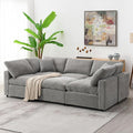 130-Inch Sectional Modular Cloud Sofa Couch Oversized 6 Seat Upholstered Chenille U Shaped Sofa Couches with Movable Ottoman 2 Throw Pillows for Living RoomOffice