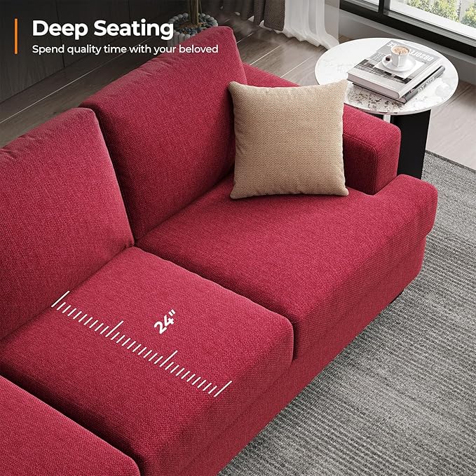 Fadware Sofa Couch 3 Seater Sofa with Suppleness Armrests Fabric Deep Seat Sofa with Upholstered Cushion&amp Backrests Modern Comfy Couch for Living Room Apartment
