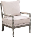 OSP Home Furnishings Abbott Spindle Accent Chair with Padded Spring Seat and Brushed Grey Base Linen Fabric