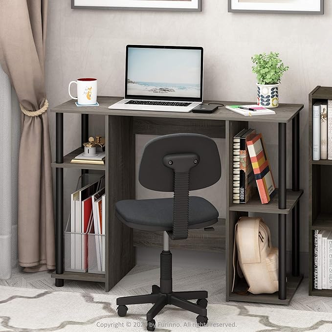 Furinno Jaya Computer Study Desk With Open Storage French Oak Grey/Black