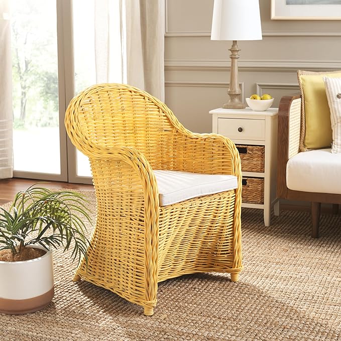SAFAVIEH Home Collection Callista Yellow Wicker Club Chair