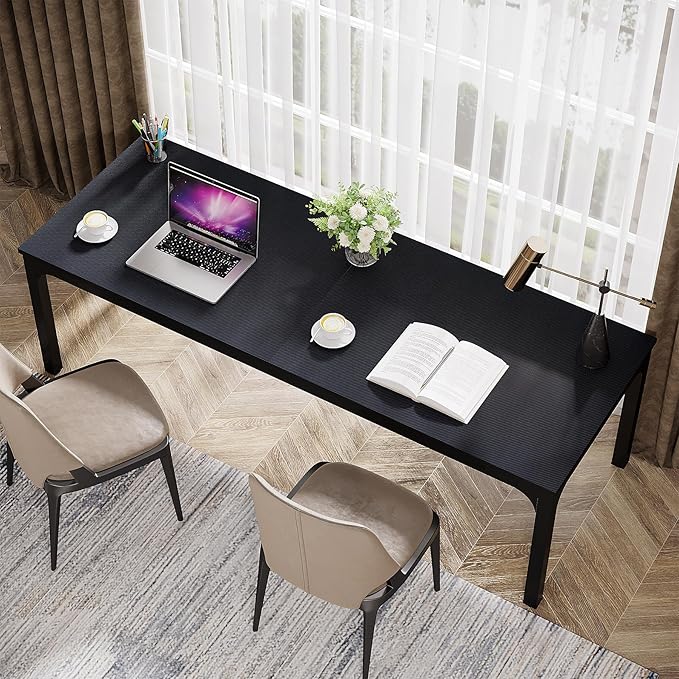 Tribesigns 2-Person Home Office Desk 78.7 Extra Long Computer Desk Double Workstation for Home Office Work Desk for Two People (Black)