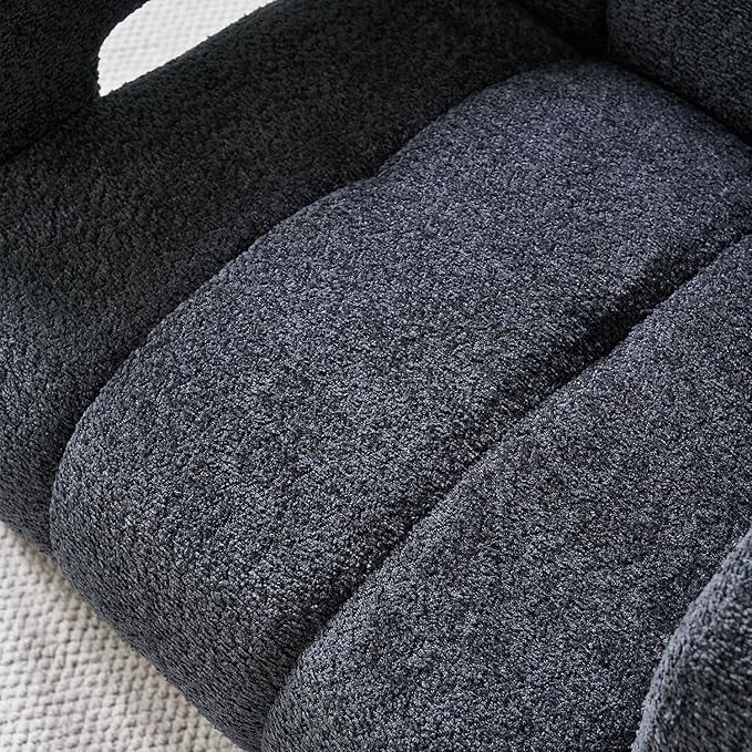 KEIKI 31 Boucle Accent Chair with High Density Foam Cushion Upholstered Modern Style Oversized Single Sofa Chair Easy Assembly for Living Room and Bedroom Apartment Office Dark Grey