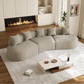 134 Oversized Sectional Sofa for Living Room Modern Luxury Plush Chenille 4-Seater Extra Deep &amp Wide Seat Curved Cloud Couch with 5 Throw Pillows No Assembly Needed Light Brown