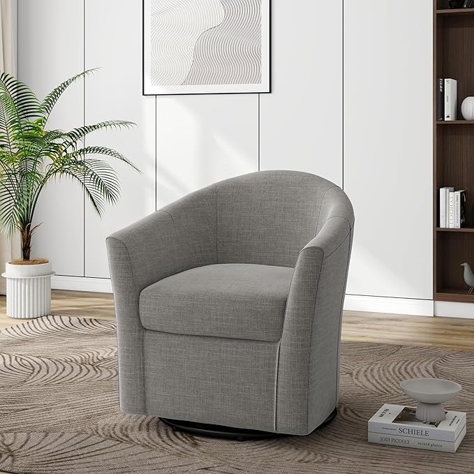 Swivel Accent Chair Armchair Modern Round Single Sofa Seating Comfy Reading Barrel Chairs for Living Room Bedroom (Coffee Set of 2)