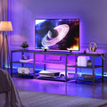 HOOBRO LED TV Stand for 75 Inch TVs with Charging Station Gaming Entertainment Center with 3-Tier Open Storage Long 70.1” Media TV Console Table TV Stand for Living Room Bedroom Black BB22UDDS01