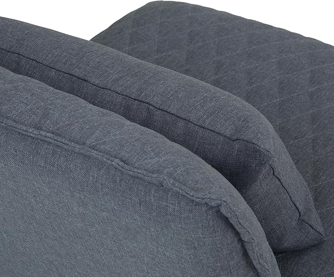 SIMPLIHOME Burke 25 inch Wide Modern Accent chair with Lumbar Pillow in Grey Linen Look Fabric for the living and family room