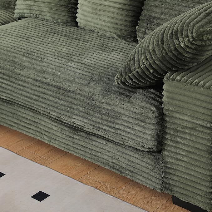 108.6 Corduroy Modular Sectional Sofa with Ottoman &amp Storage Modern Deep-Seat L-Shaped Sectional with 8 Pillows Cloud-Like Couch for Living Room Office &amp Apartment Green