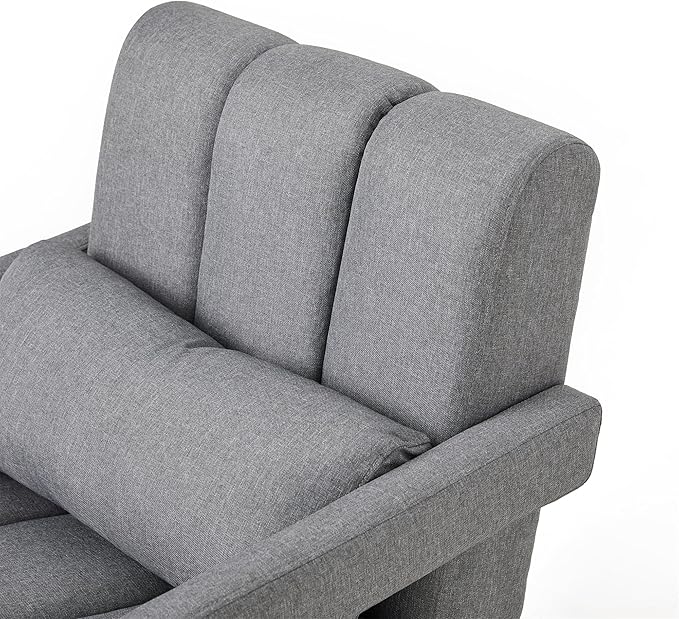 Christopher Knight Home Smyth Modern Armchair Upholstered Accent ChairMinimalist Lounge Chair Cozy Seating ChairBedroom Chairwith Linen Fabric and a Pillow Gray