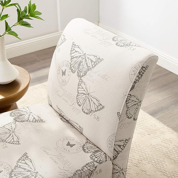 Linon Butterfly Dark Espresso Linen Lily Chair 21.5 W x 29.5 D x 31.5 H