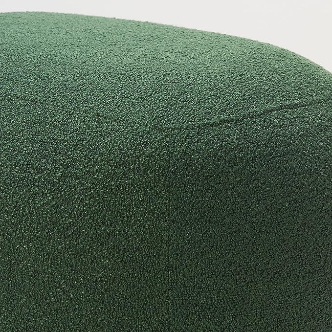 KINWELL 34 Wide Boucle Swivel Barrel Chair with 23 Ottoman Set Fully Assembled Set of Sherpa Accent Chair and Footrest Modern Comfy Armchair and Footstool for Living Room and Bedroom Green