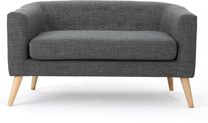 Christopher Knight Home Bridie Mid-Century Modern Loveseat Grey Fabric