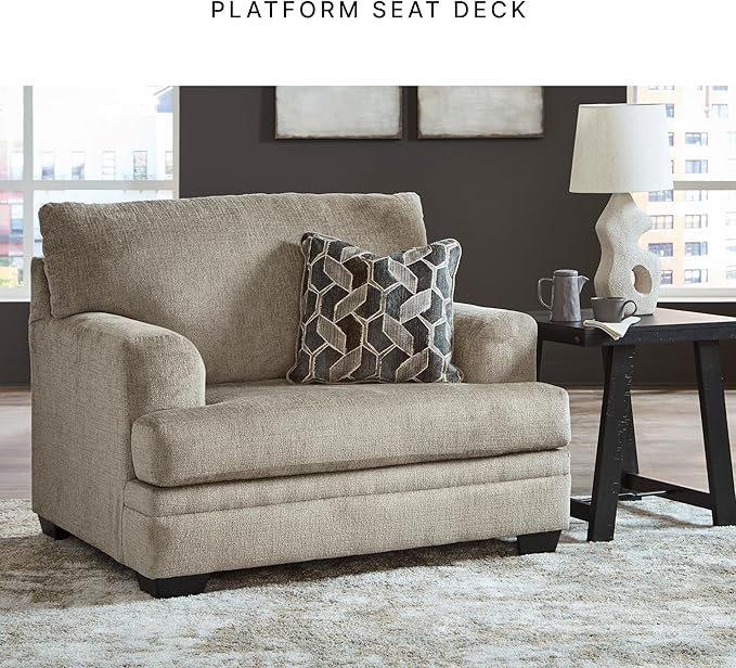 Signature Design by Ashley Stonemeade Casual Upholstered Oversized Chair with 1 Toss Pillow Light Brown