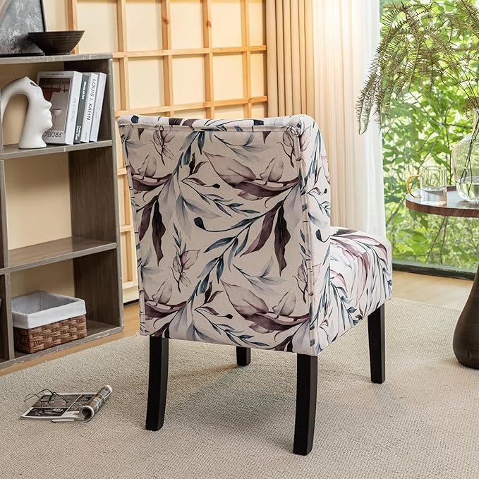 Roundhill Furniture Capa Print Fabric Armless Contemporary Accent Chair Purple Floral