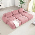 Modular Sectional Sofa 117.3 Cloud Couch 3-Seater Sectional Couch with Movable Ottoman Modern Deep Seat Couches for Living Room Comfy Corduroy Boneless Sofa for Bedroom No Assembly Pink