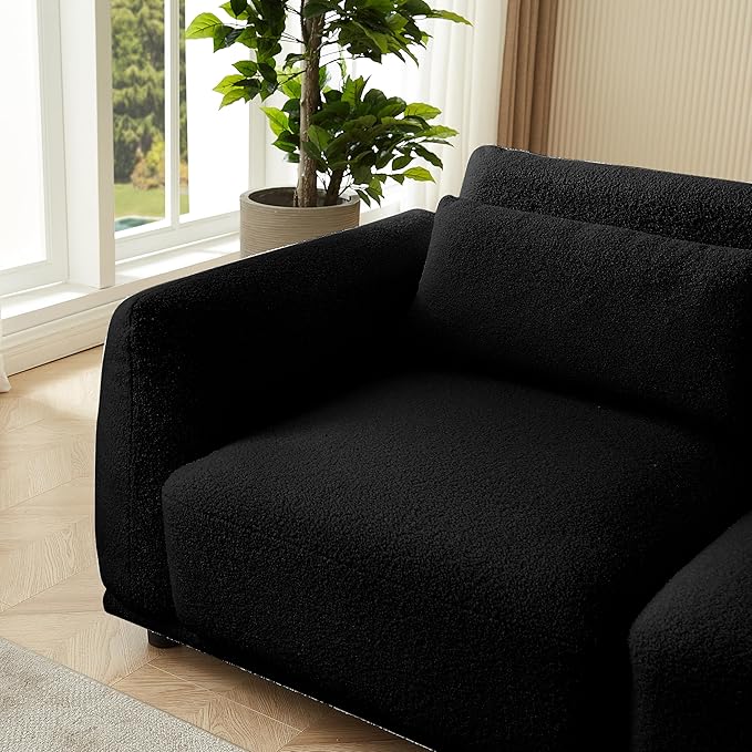 U Shaped Cloud Sectional Convertible L Shaped Couch with Removable OttomansModular Cloud Couch Sectional for Living Room (4 Set + 2 Ottomans - Black)